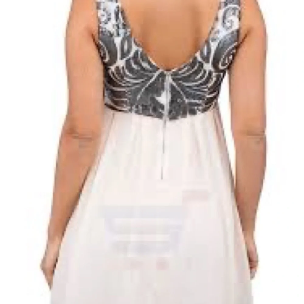 TFNC London 
Dress  Sarah Sequin & Chiffon Low Back peach Mini Dress prom dress - Picture 6 of 9